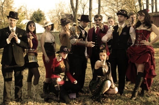 Way out West, steampunk style – sepia group shot - J Yu