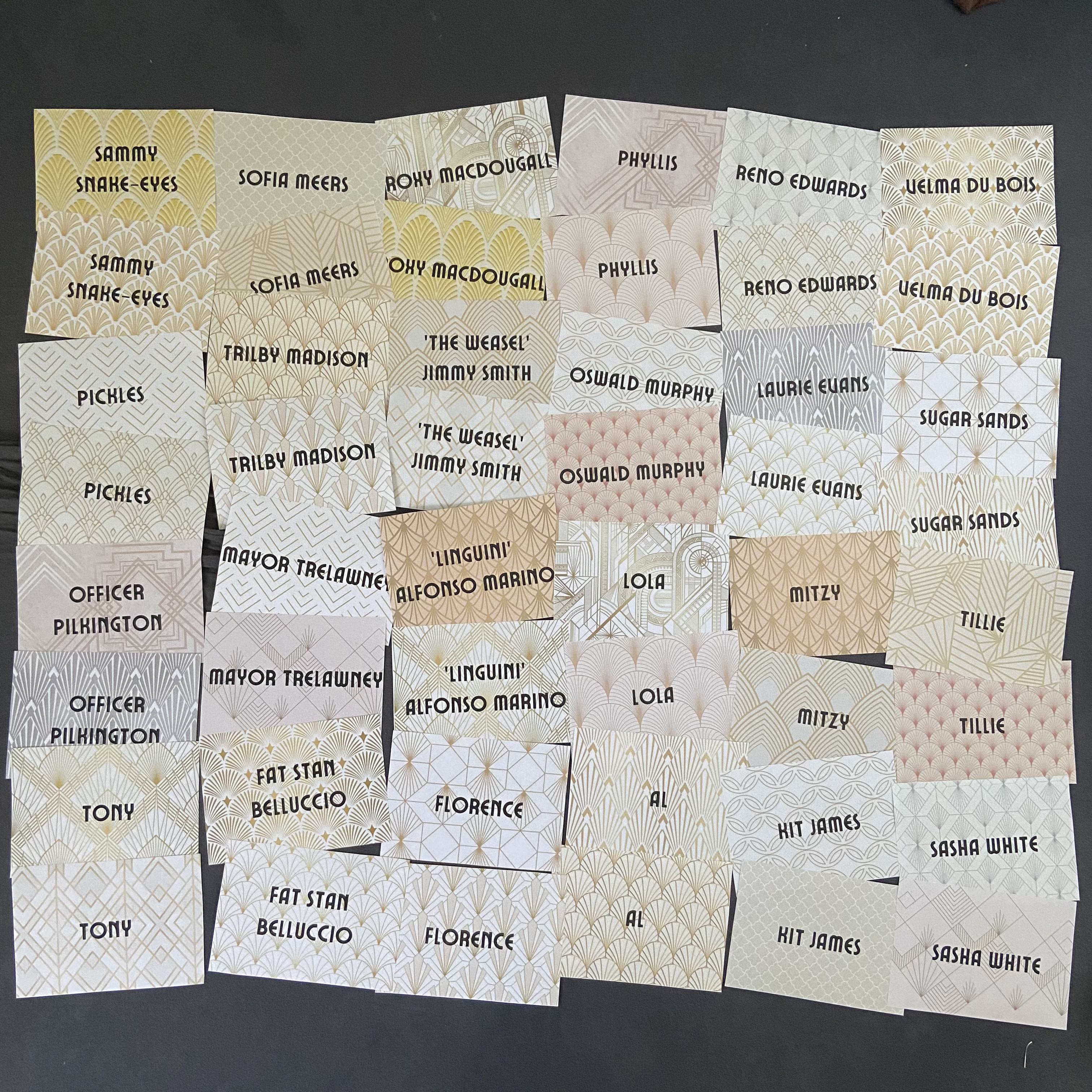 A Speakeasy Murder – name badges 
											– Michaela Mrzov 