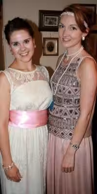 Two people dressed as first class passengers for Murder at Sea