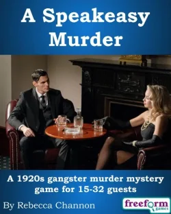 Cover to A Speakeasy Murder, a 1920s gangster murder mystery game.