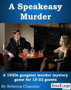 Cover to A Speakeasy Murder, a 1920s gangster murder mystery game.