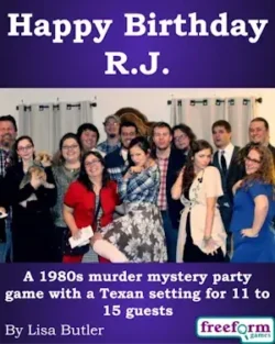 Cover to Happy Birthday R.J., a 1980s murder mystery game.