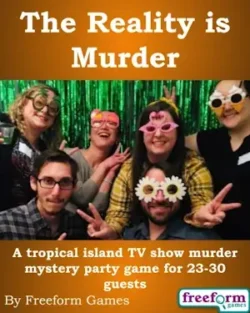 Cover to The Reality is Murder, a murder mystery game.