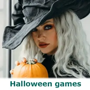 A witch with a pumpkin - dressed for Halloween