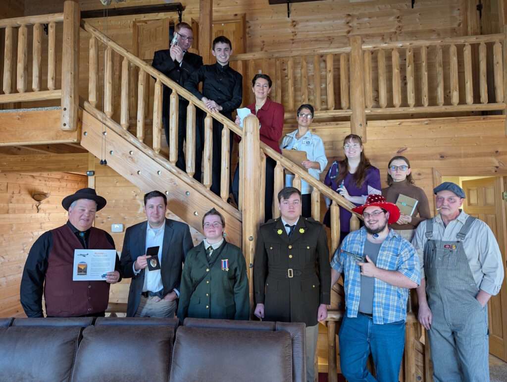 Players dressed in costume for our The Roswell Incident murder mystery game.
