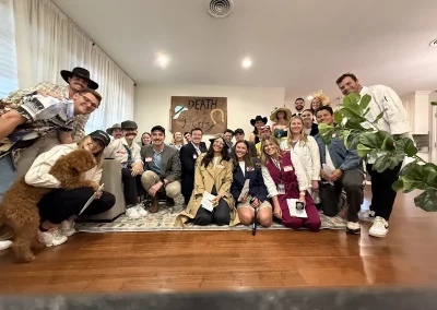 People playing our Death at the Derby murder mystery game.