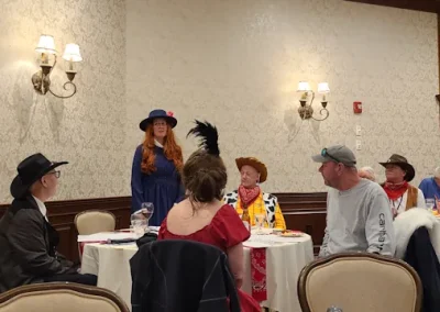 People playing our Way out West murder mystery party game