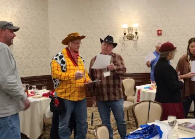 People playing our Way out West murder mystery party game