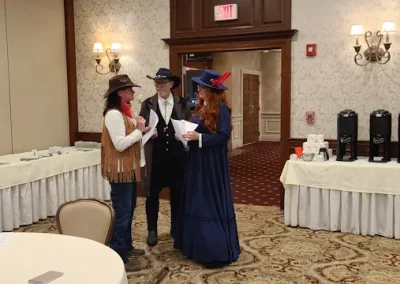 People playing our Way out West murder mystery party game