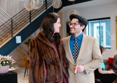 People playing our Dazzled to Death murder mystery party.