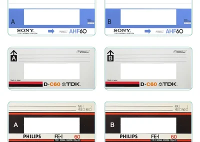 Cassette labels for Backstage Business created by Filipe Tavares