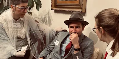 Playing our ghostly A Haunting in Hartwick murder mystery game.