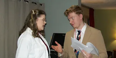 Playing our ghostly A Haunting in Hartwick murder mystery game.