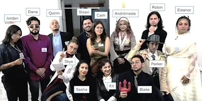 Playing our ghostly A Haunting in Hartwick murder mystery game.