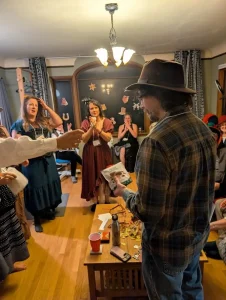 People playing our Way out West murder mystery game
