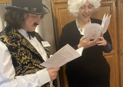 Playing The Deadly Library murder mystery game.