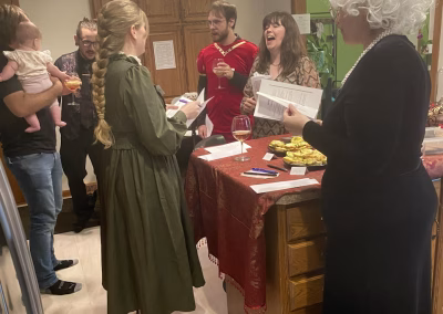 Playing The Deadly Library murder mystery game.