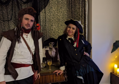 Playing our Davy Jones' Locker murder mystery game.