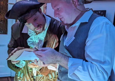 Playing our Davy Jones' Locker murder mystery game.