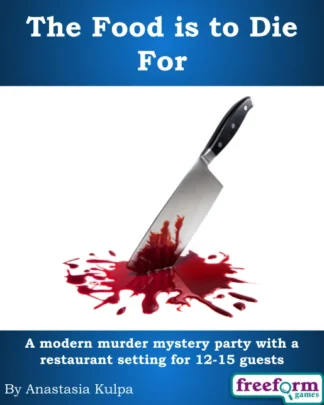 Cover to The Food is to Die For murder mystery game